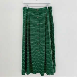 Who What Wear Green Polka Dot Midi Skirt